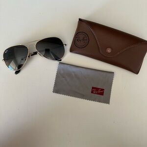 Ray-Ban Gold Aviator Sunglasses with Brown Case